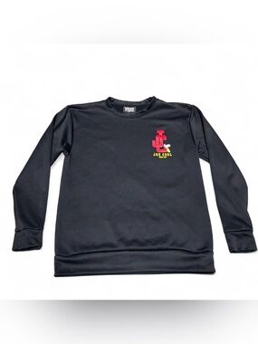 Snoopy Men's Black Crewneck Sweater with Red & Yellow Chest Logo